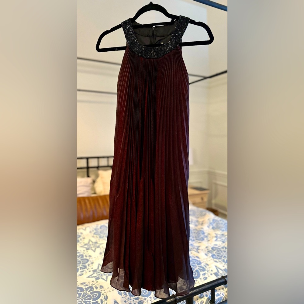 Mac Duggal Burgundy and Black Prom Dress